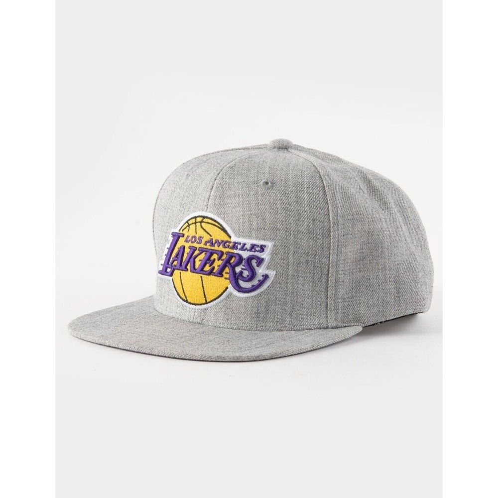 Mitchell Ness Los Angeles Lakers Snapback Hat Cap Gray Yellow NBA Basketball